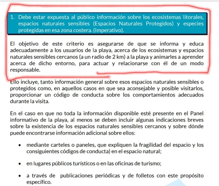 criterio 1 imperativo del reglamento de banderas azules